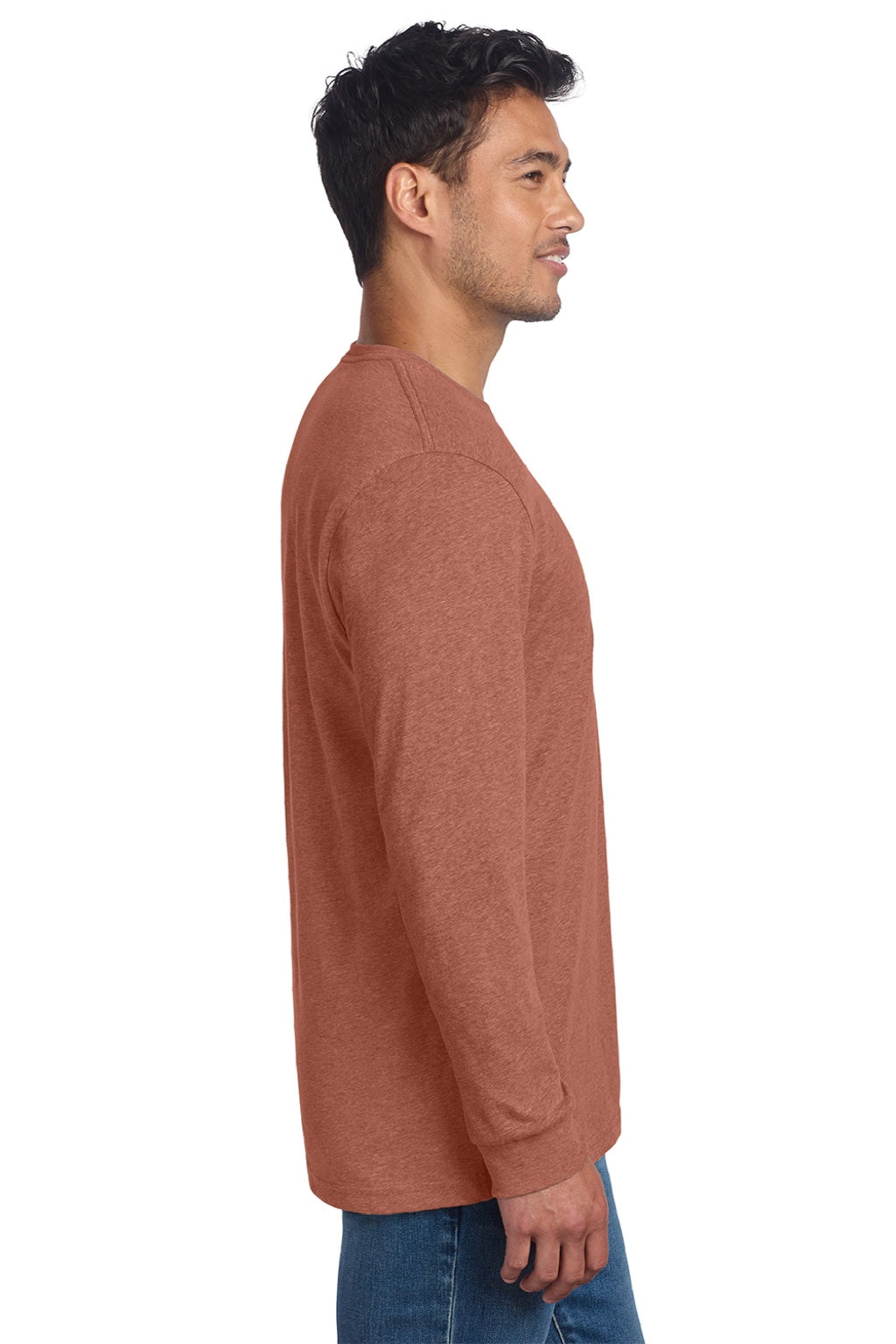 Next Level NL6211/6211 Mens CVC Long Sleeve Crewneck T-Shirt Heather Redwood Model Side