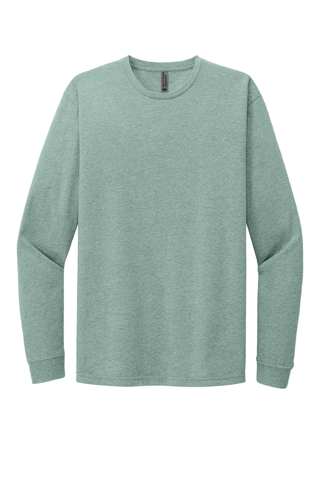 Next Level NL6211/6211 Mens CVC Long Sleeve Crewneck T-Shirt Heather Seafoam Green Flat Front