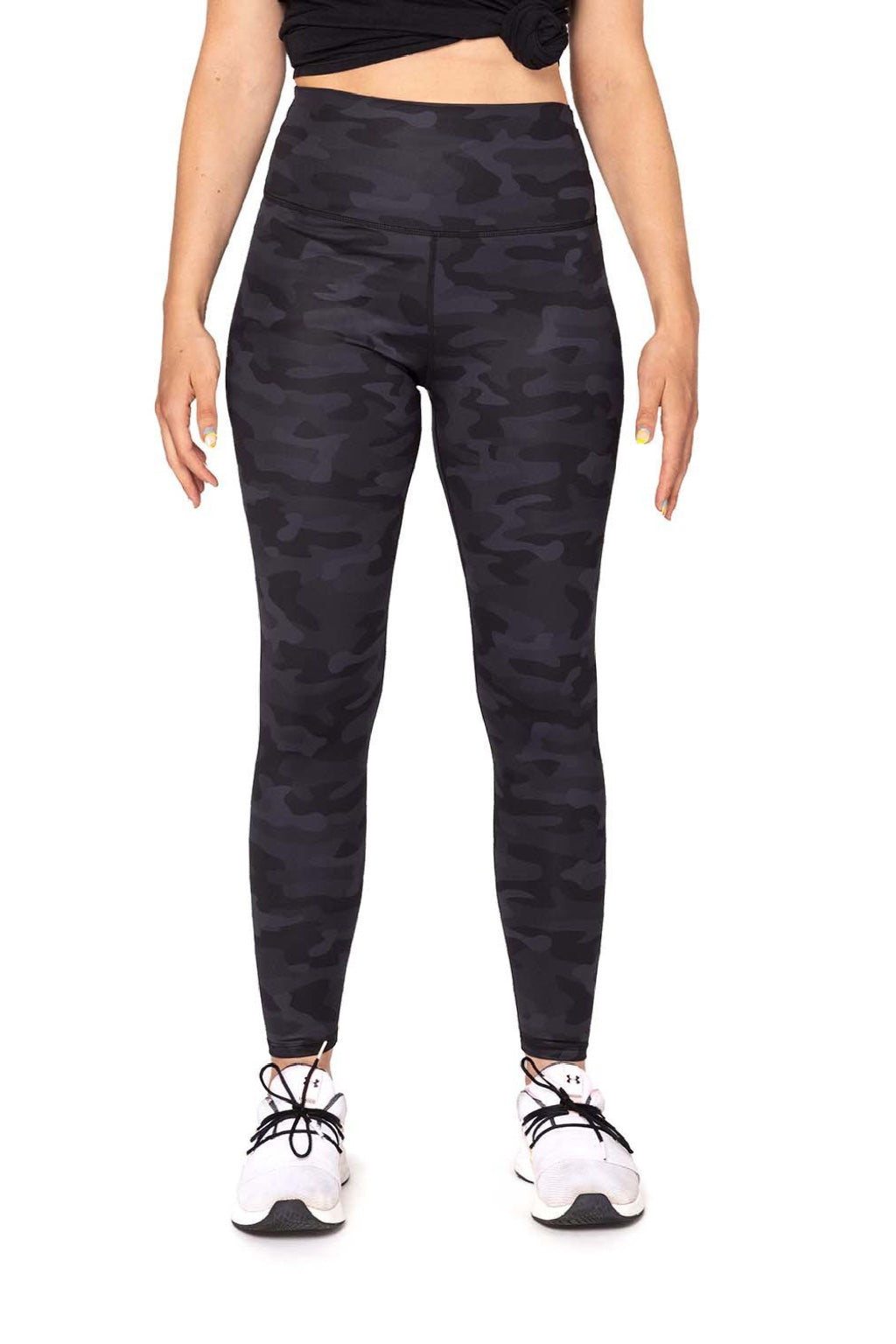 Threadfast Apparel 280L Womens Impact Leggings w/ Pocket Dark Camo Model Front