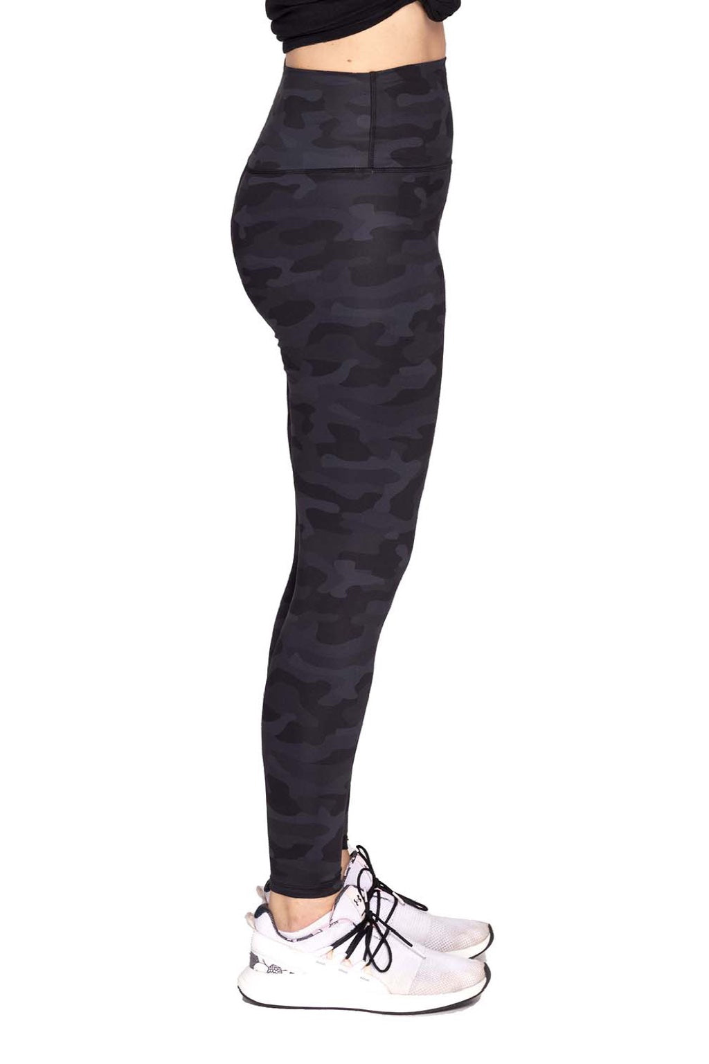 Threadfast Apparel 280L Womens Impact Leggings w/ Pocket Dark Camo Model Side