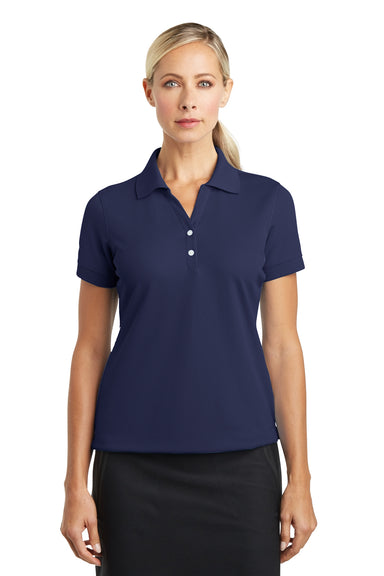 Nike 286772 Womens Classic Dri-Fit Moisture Wicking Short Sleeve Polo Shirt Midnight Navy Blue Model Front