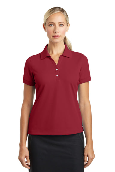 Nike 286772 Womens Classic Dri-Fit Moisture Wicking Short Sleeve Polo Shirt Varsity Red Model Front