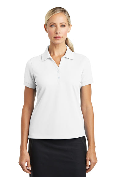 Nike 286772 Womens Classic Dri-Fit Moisture Wicking Short Sleeve Polo Shirt White Model Front