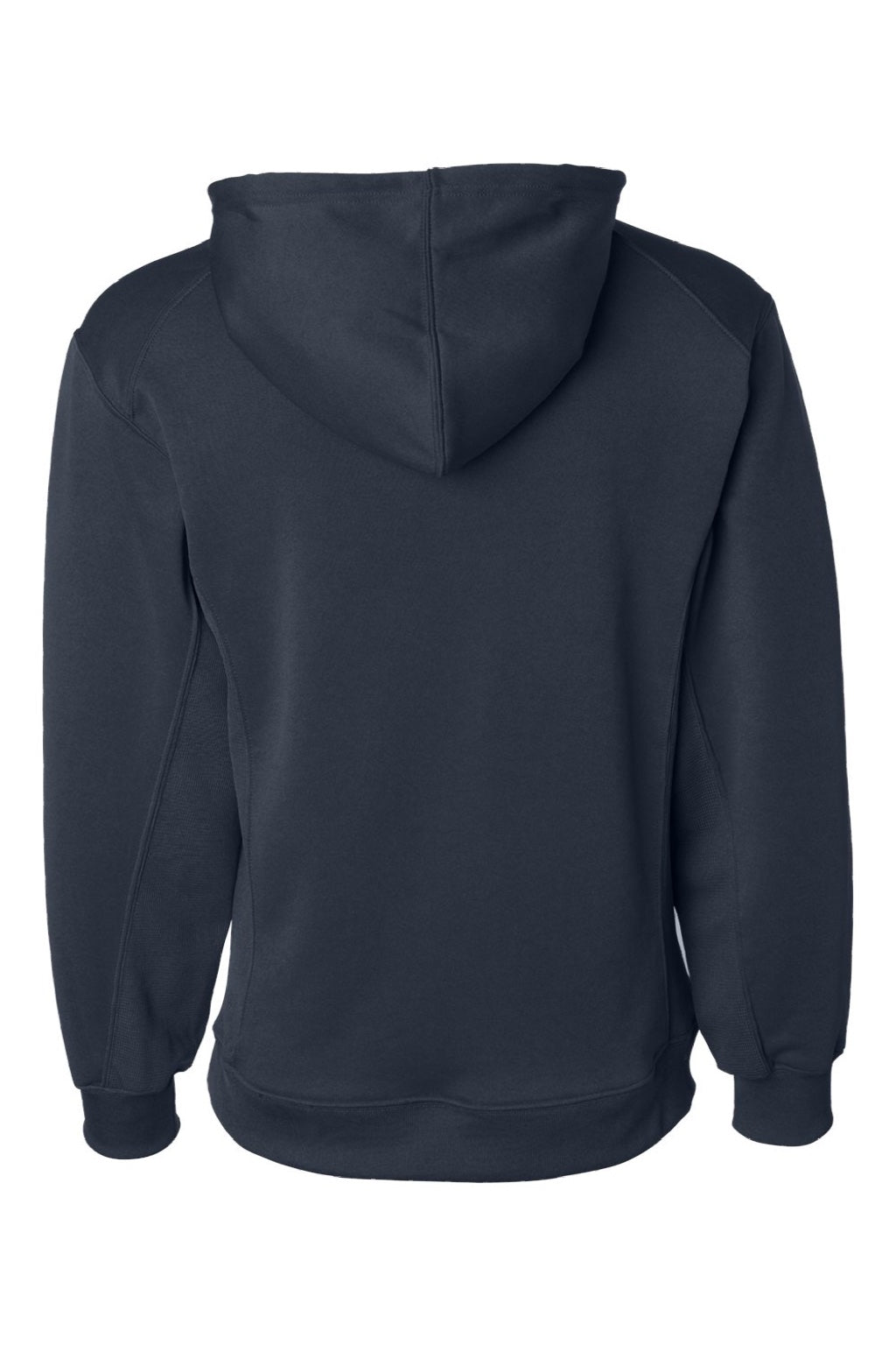 Badger 1454 Mens Performance Moisture Wicking Fleece Hooded Sweatshirt Hoodie w/ Pouch Pocket Navy Blue Flat Back