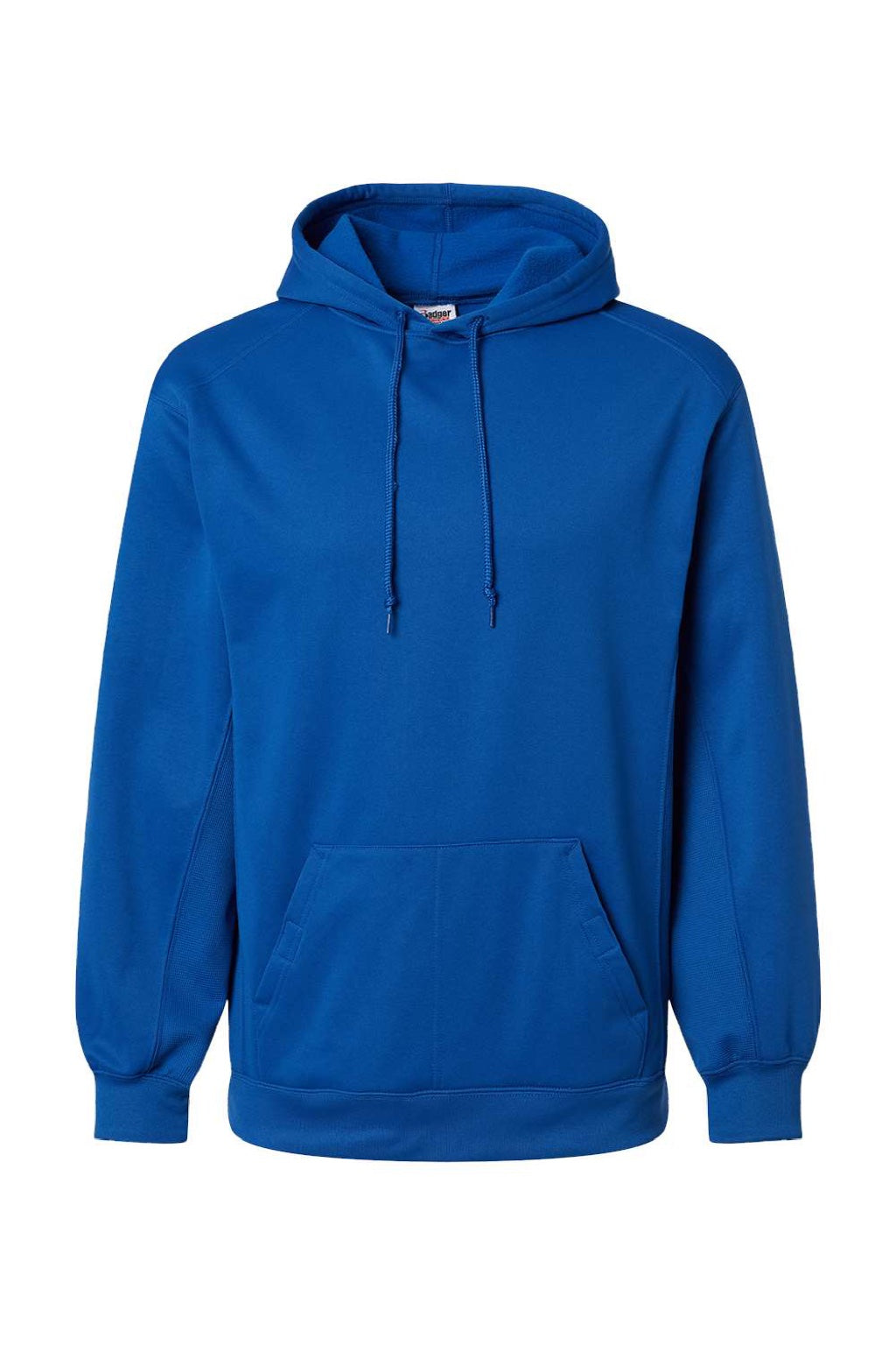 Badger 1454 Mens Performance Moisture Wicking Fleece Hooded Sweatshirt Hoodie w/ Pouch Pocket Royal Blue Flat Front