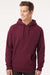 Independent Trading Company IND4000 Mens Hooded Sweatshirt Hoodie w/ Pouch Pocket Maroon Model Front