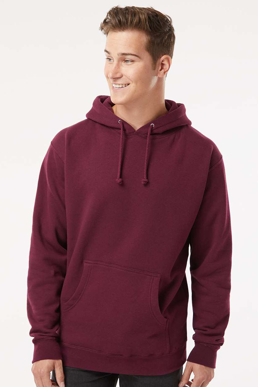 Independent Trading Company IND4000 Mens Hooded Sweatshirt Hoodie w/ Pouch Pocket Maroon Model Front