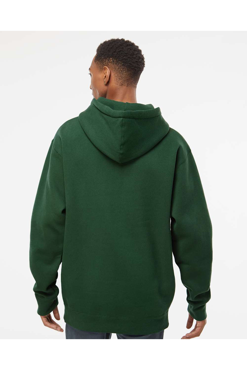 Independent Trading Co. IND4000 Mens Hooded Sweatshirt Hoodie Dark Green Model Back