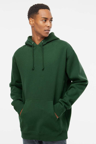 Independent Trading Company IND4000 Mens Hooded Sweatshirt Hoodie w/ Pouch Pocket Dark Green Model Front