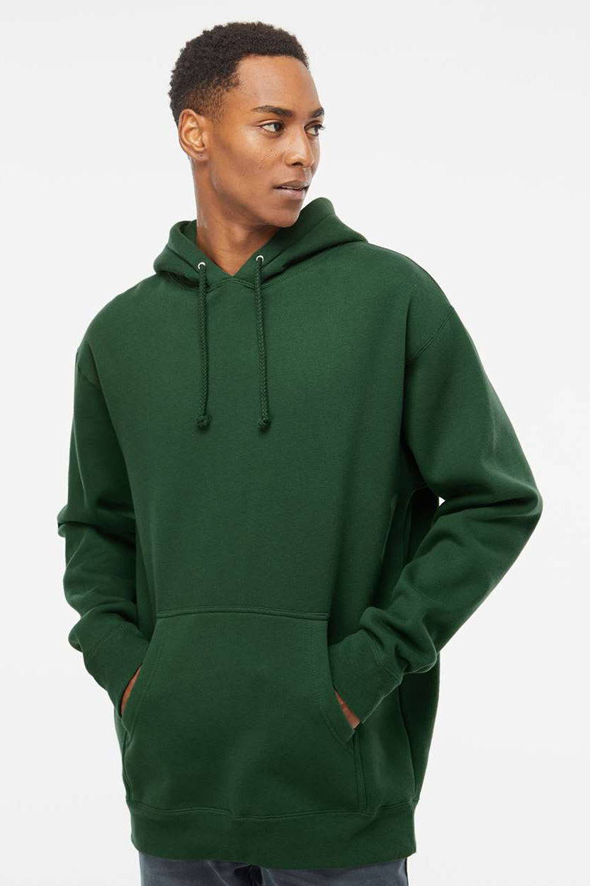 Independent Trading Company IND4000 Mens Hooded Sweatshirt Hoodie w/ Pouch Pocket Dark Green Model Front