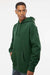 Independent Trading Company IND4000 Mens Hooded Sweatshirt Hoodie w/ Pouch Pocket Dark Green Model Side