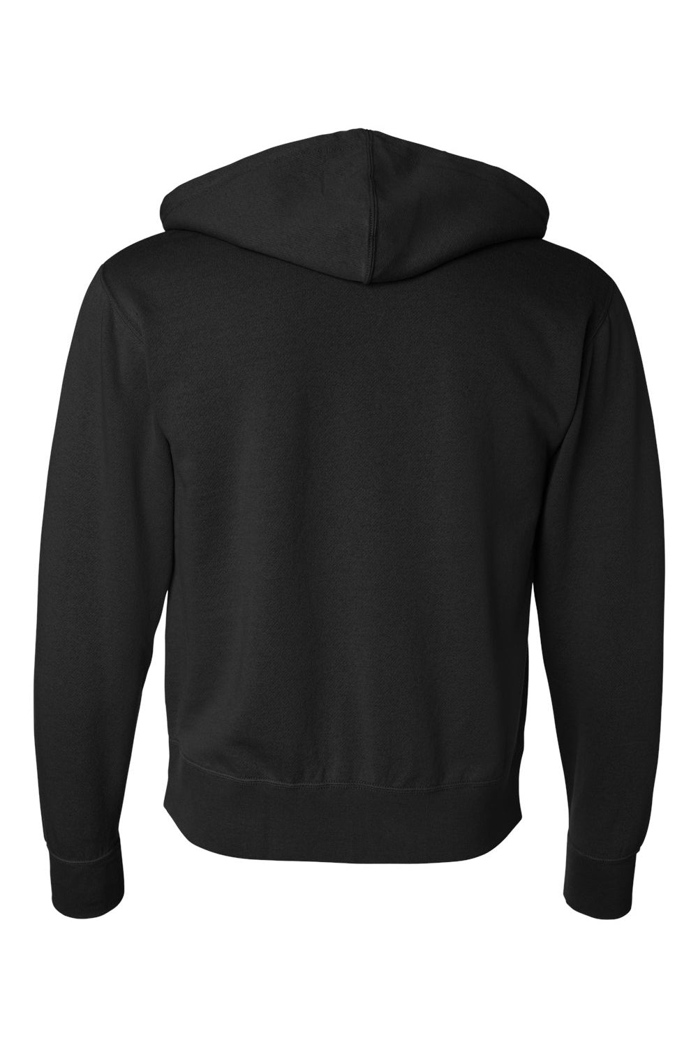 Independent Trading Company AFX90UNZ Mens Full Zip Hooded Sweatshirt Hoodie w/ Pockets Black Flat Back