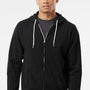Independent Trading Company Mens Full Zip Hooded Sweatshirt Hoodie w/ Pockets - Black
