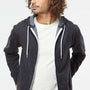 Independent Trading Company Mens Full Zip Hooded Sweatshirt Hoodie w/ Pockets - Heather Charcoal Grey