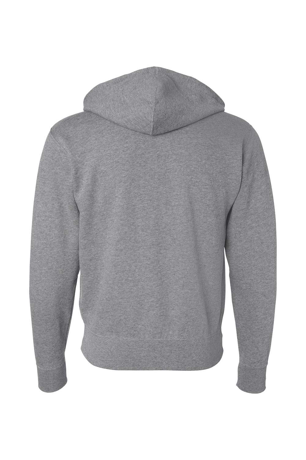 Independent Trading Company AFX90UNZ Mens Full Zip Hooded Sweatshirt Hoodie w/ Pockets Heather Gunmetal Grey Flat Back