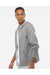 Independent Trading Co. AFX90UNZ Mens Full Zip Hooded Sweatshirt Hoodie Heather Gunmetal Grey Model Side