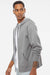 Independent Trading Company AFX90UNZ Mens Full Zip Hooded Sweatshirt Hoodie w/ Pockets Heather Gunmetal Grey Model Side