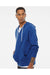 Independent Trading Co. AFX90UNZ Mens Full Zip Hooded Sweatshirt Hoodie Cobalt Blue Model Side