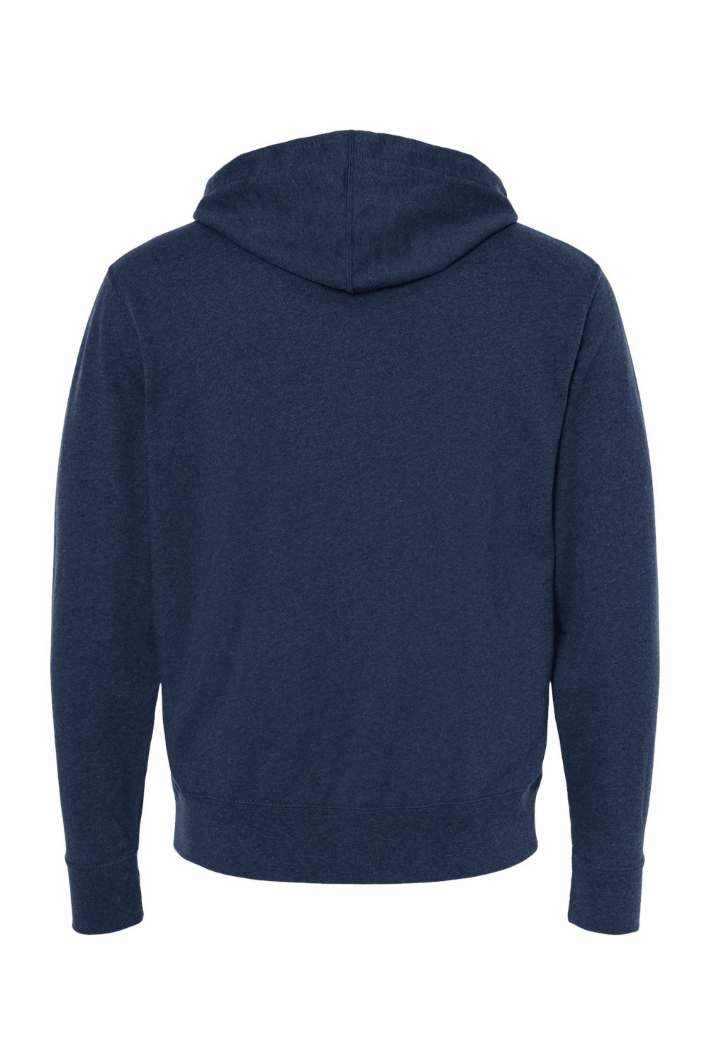 Independent Trading Company PRM90HTZ Mens French Terry Full Zip Hooded Sweatshirt Hoodie w/ Pockets Heather Navy Blue Flat Back