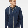 Independent Trading Co. Mens French Terry Full Zip Hooded Sweatshirt Hoodie - Heather Navy Blue - NEW
