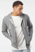 Independent Trading Company PRM90HTZ Mens French Terry Full Zip Hooded Sweatshirt Hoodie w/ Pockets Salt & Pepper Grey Model Front