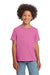 Gildan 64000B Youth Softstyle Short Sleeve Crewneck T-Shirt Azalea Pink Model Front
