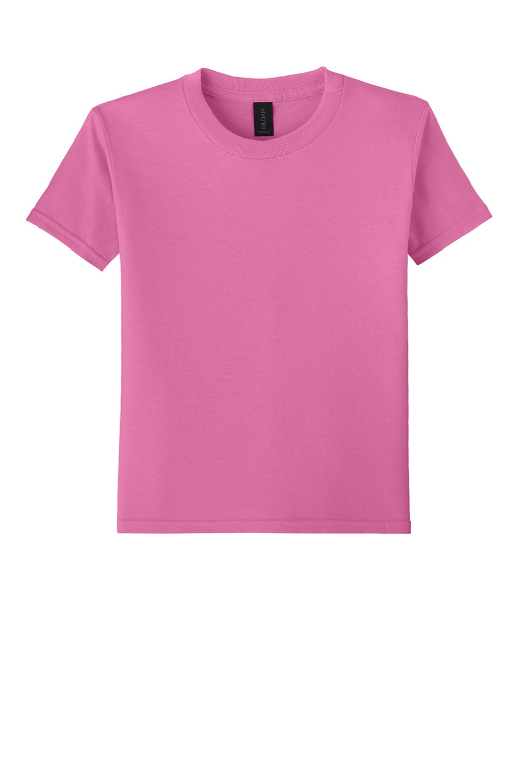 Gildan 64000B Youth Softstyle Short Sleeve Crewneck T-Shirt Azalea Pink Flat Front