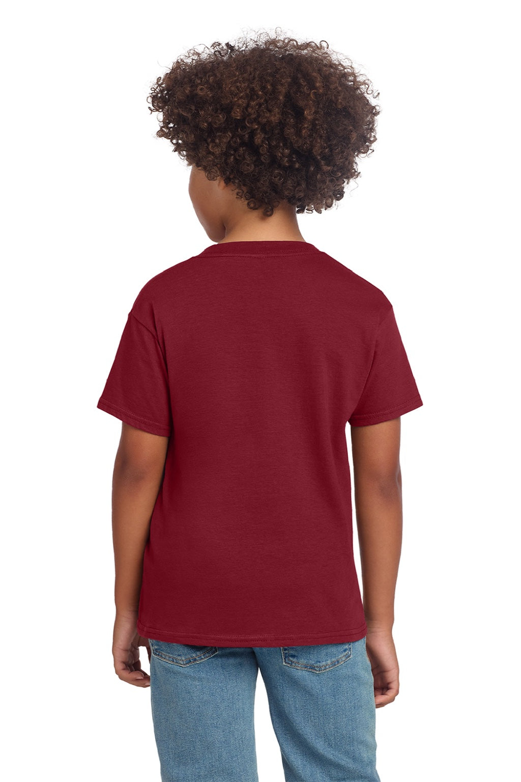 Gildan 64000B Youth Softstyle Short Sleeve Crewneck T-Shirt Cardinal Red Model Back