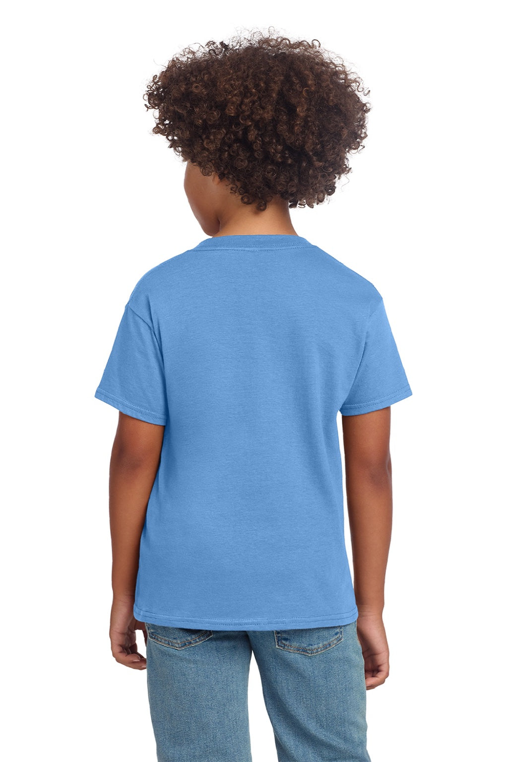 Gildan 64000B Youth Softstyle Short Sleeve Crewneck T-Shirt Carolina Blue Model Back