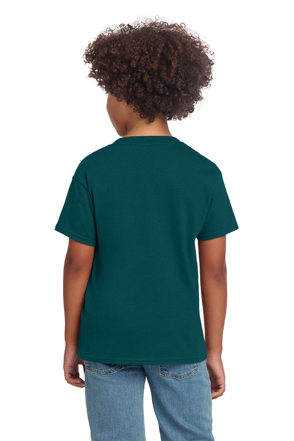 Gildan 64000B Youth Softstyle Short Sleeve Crewneck T-Shirt Fan Marine Green Model Back