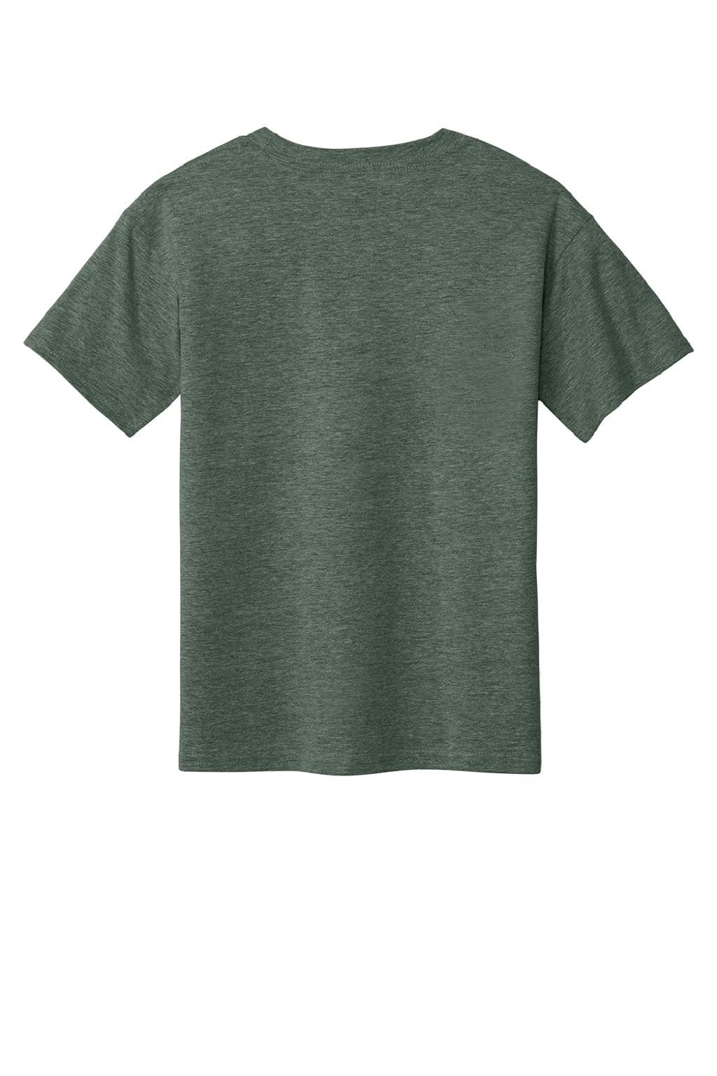 Gildan 64000B Youth Softstyle Short Sleeve Crewneck T-Shirt Heather Military Green Flat Back