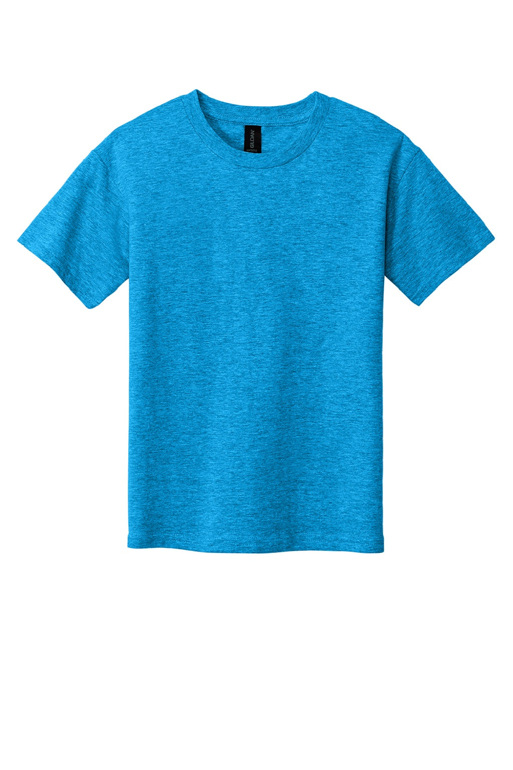 Gildan 64000B Youth Softstyle Short Sleeve Crewneck T-Shirt Heather Sapphire Blue Flat Front