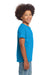 Gildan 64000B Youth Softstyle Short Sleeve Crewneck T-Shirt Heather Sapphire Blue Model Side