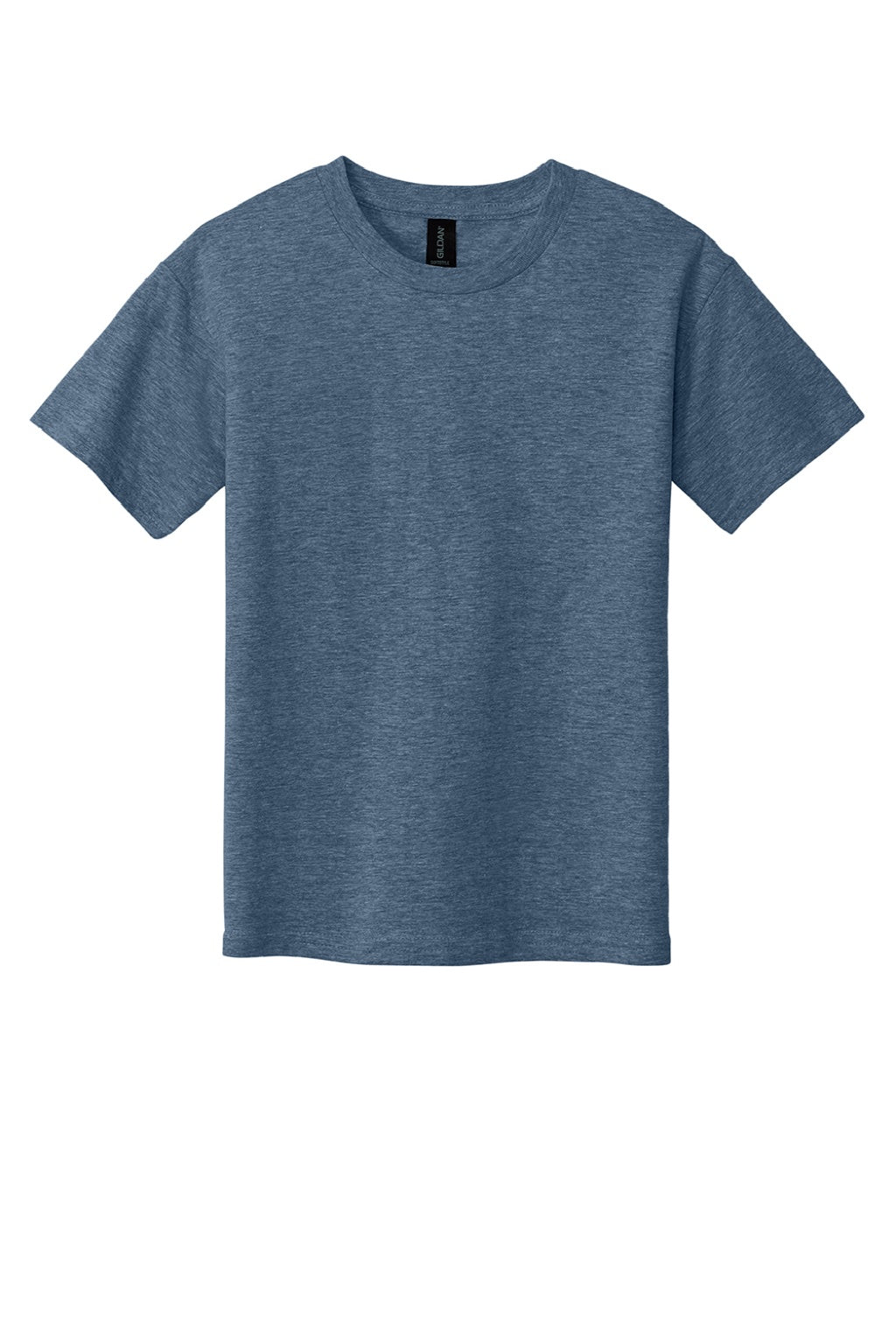 Gildan 64000B Youth Softstyle Short Sleeve Crewneck T-Shirt Heather Indigo Blue Flat Front