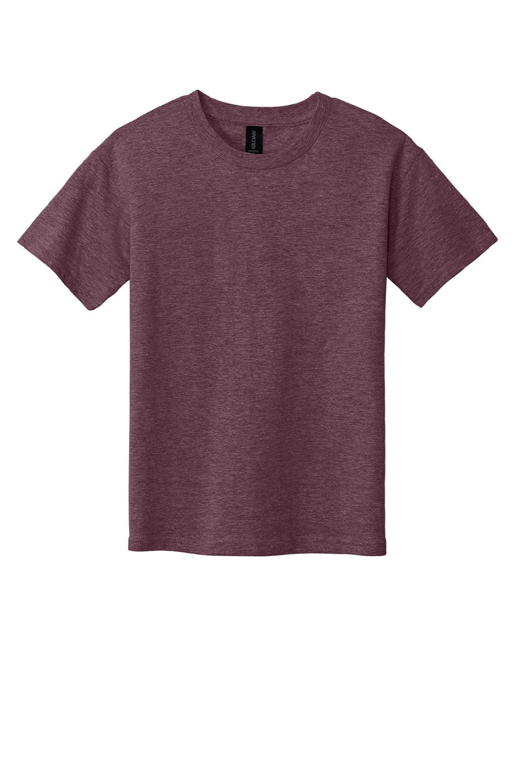 Gildan 64000B Youth Softstyle Short Sleeve Crewneck T-Shirt Heather Maroon Flat Front