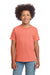 Gildan 64000B Youth Softstyle Short Sleeve Crewneck T-Shirt Heather Orange Model Front