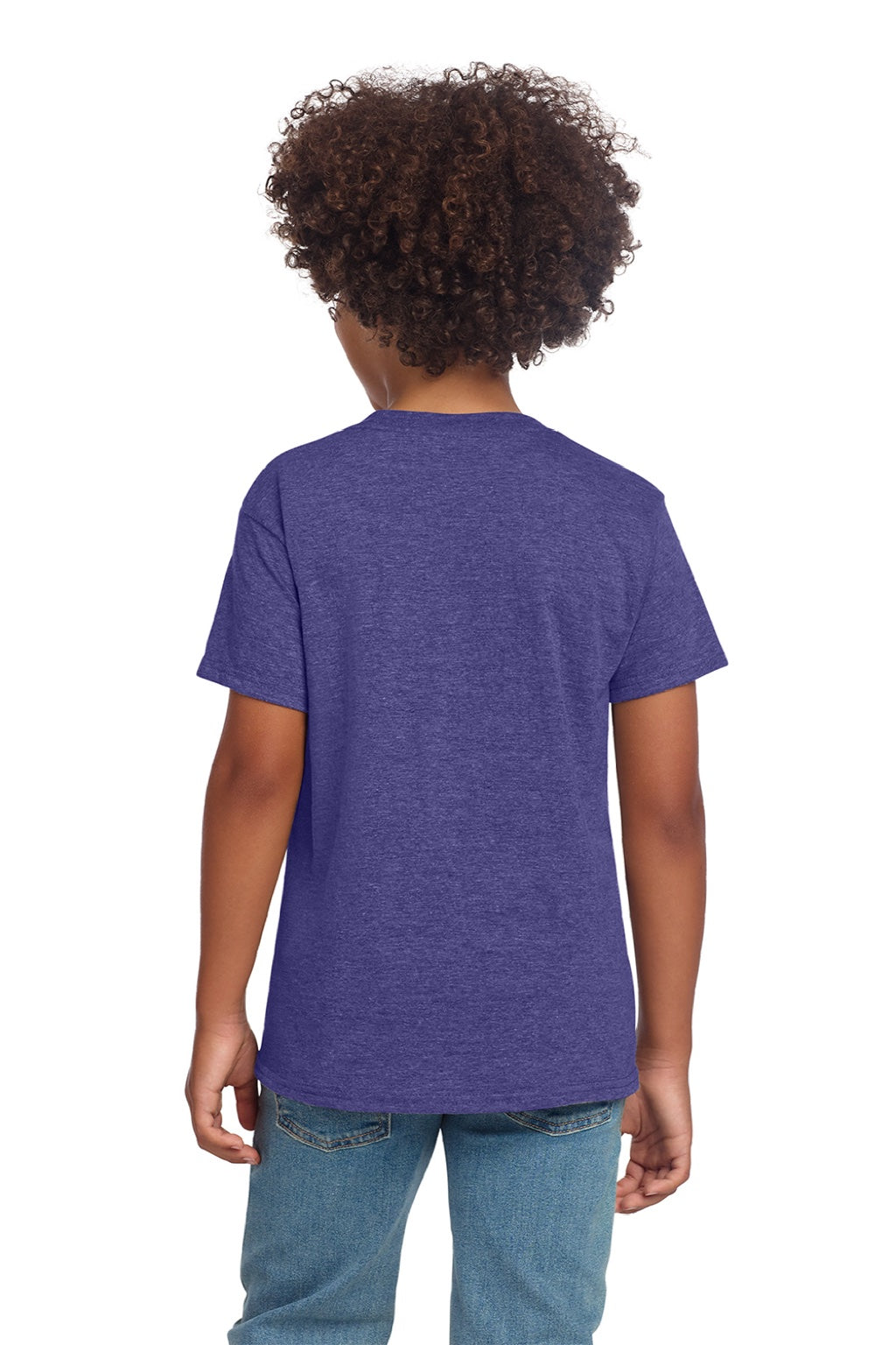 Gildan 64000B Youth Softstyle Short Sleeve Crewneck T-Shirt Heather Purple Model Back
