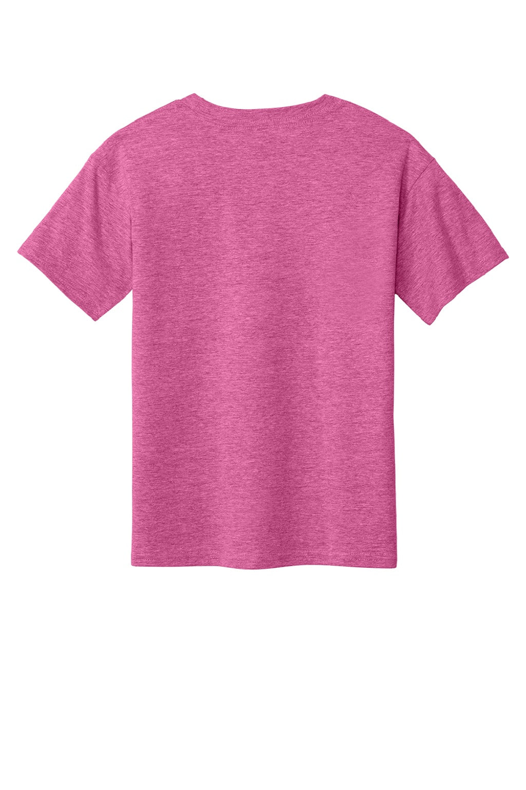 Gildan 64000B Youth Softstyle Short Sleeve Crewneck T-Shirt Heather Heliconia Pink Flat Back