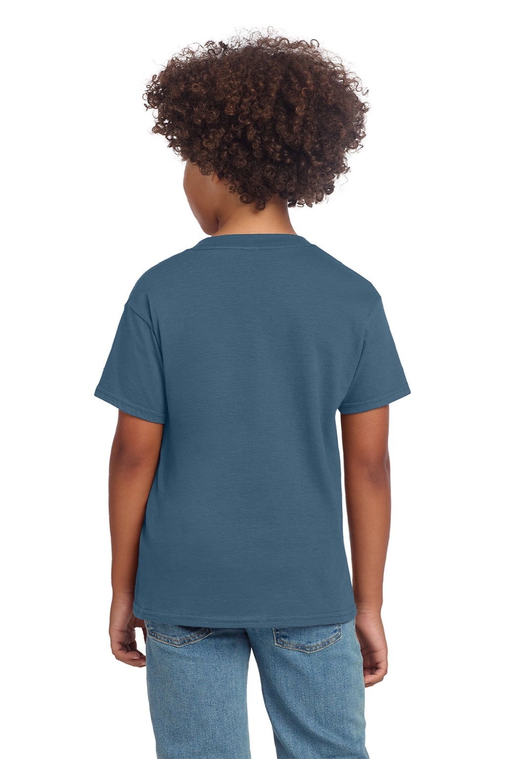 Gildan 64000B Youth Softstyle Short Sleeve Crewneck T-Shirt Indigo Blue Model Back