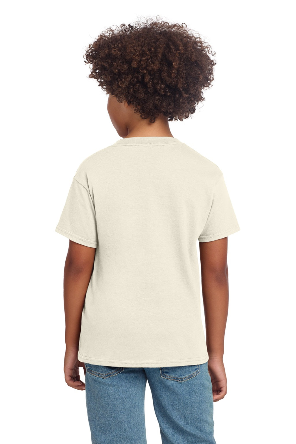 Gildan 64000B Youth Softstyle Short Sleeve Crewneck T-Shirt Natural Model Back