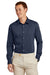 Brooks Brothers Mens Tech Stretch Long Sleeve Button Down Shirt Navy Blue/White Model Front