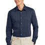 Brooks Brothers Mens Tech Stretch Long Sleeve Button Down Shirt - Navy Blue/White