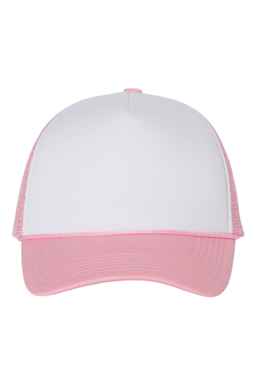 Valucap Hats VC700 Mens Foam Mesh Back Snapback Trucker Hat White/Pink Flat Front
