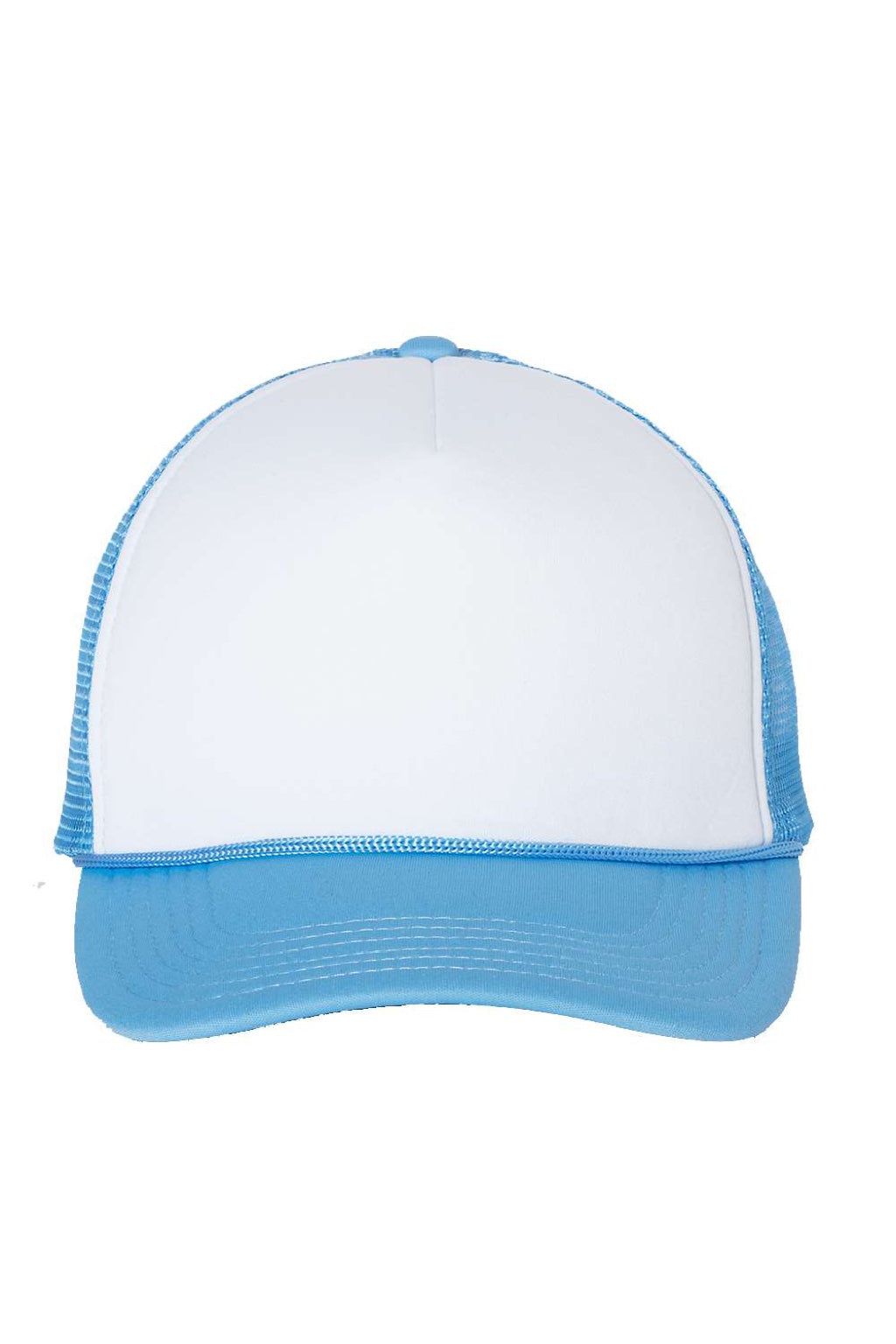 Valucap Hats VC700 Mens Foam Mesh Back Snapback Trucker Hat White/Baby Blue Flat Front