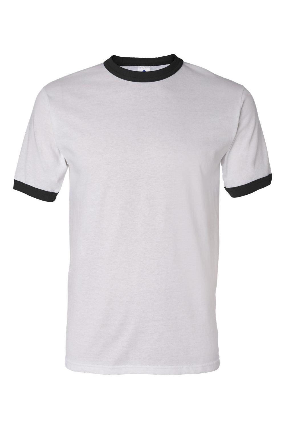 Augusta Sportswear 710 Mens Ringer Short Sleeve Crewneck T-Shirt White/Black Flat Front