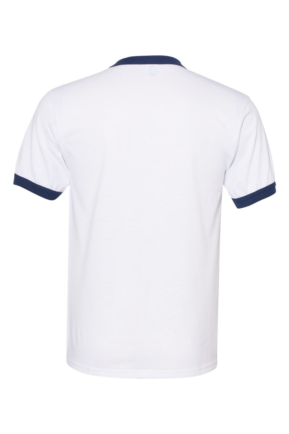 Augusta Sportswear 710 Mens Ringer Short Sleeve Crewneck T-Shirt White/Navy Flat Back