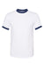 Augusta Sportswear 710 Mens Ringer Short Sleeve Crewneck T-Shirt White/Navy Flat Front