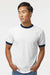 Augusta Sportswear 710 Mens Ringer Short Sleeve Crewneck T-Shirt White/Navy Blue Model Front