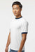 Augusta Sportswear 710 Mens Ringer Short Sleeve Crewneck T-Shirt White/Navy Blue Model Side