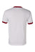 Augusta Sportswear 710 Mens Ringer Short Sleeve Crewneck T-Shirt White/Red Flat Back